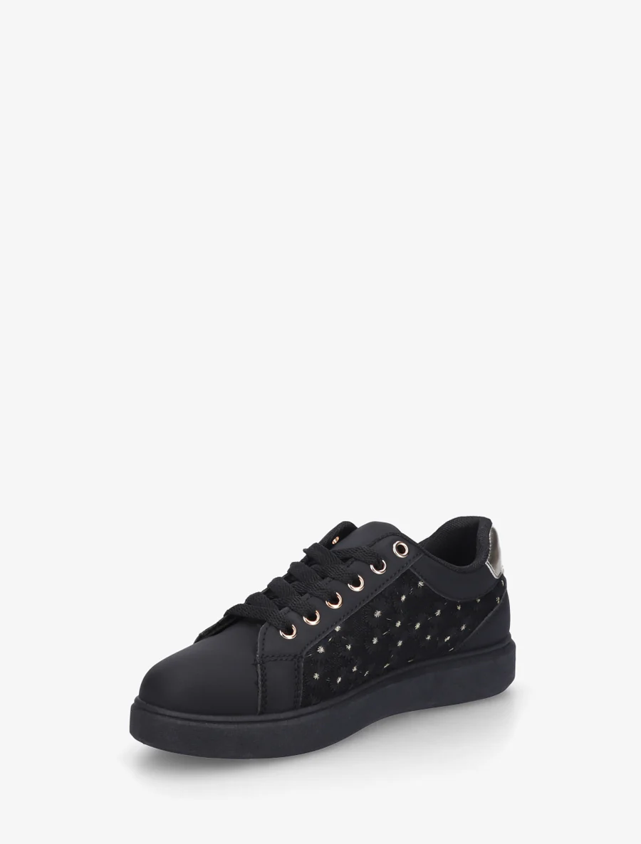 Geborduurde sneakers met madeliefjesmotief - Zwart - Image 3