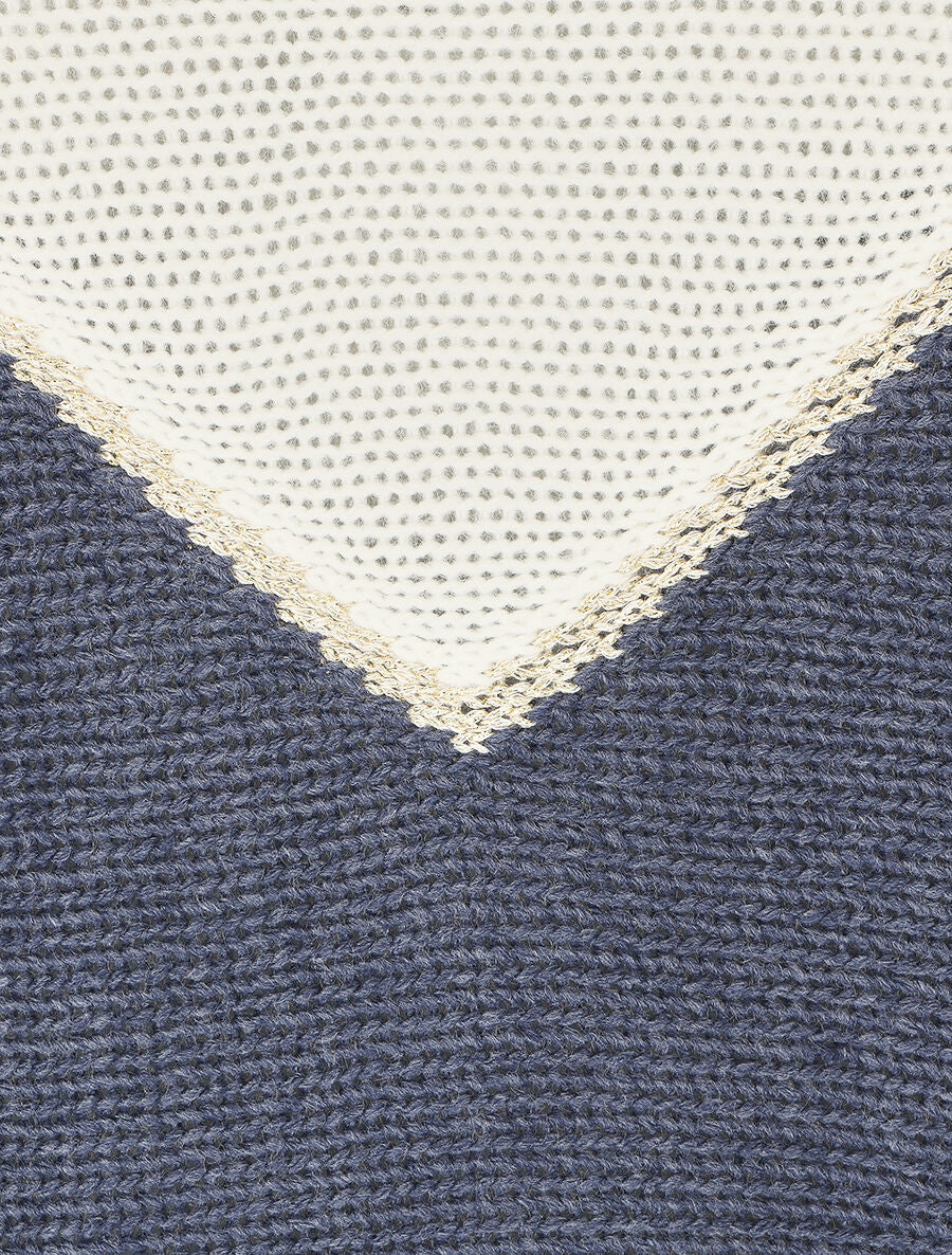 Gebreide V-patroon glanzende trui - Blauw - Image 3