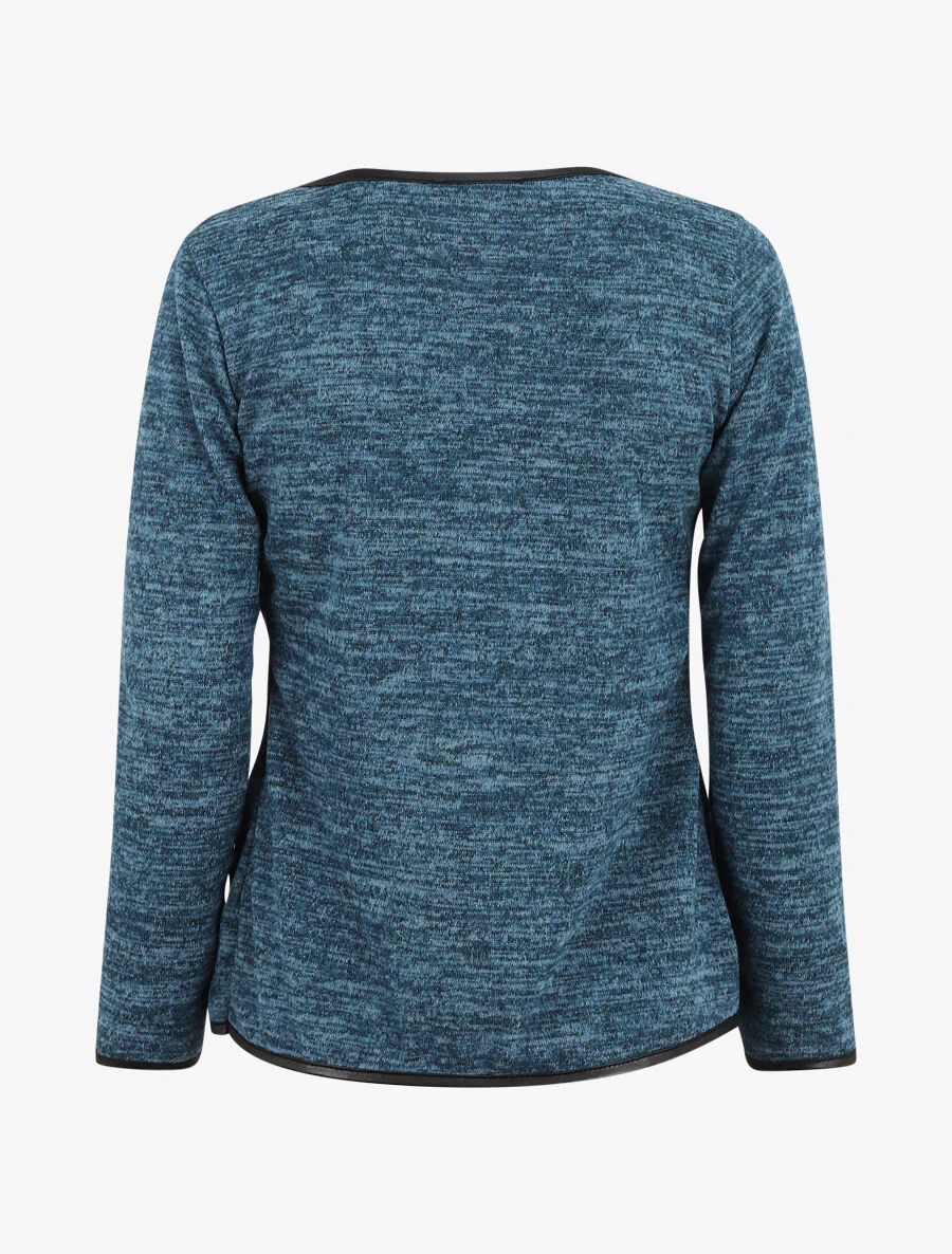 Gebreide vest met textuurrand - Eendblauw - Image 2
