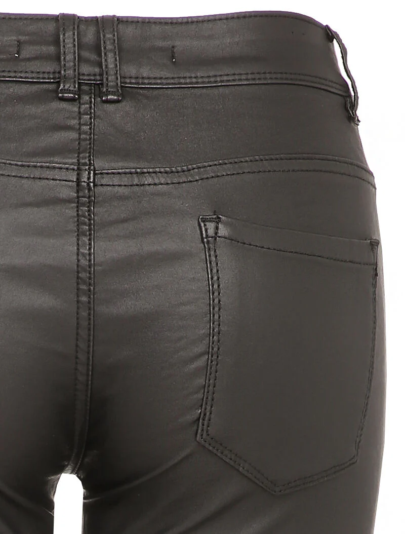 Gecoate broek met slim fit en standaard taille - Zwart - Image 3
