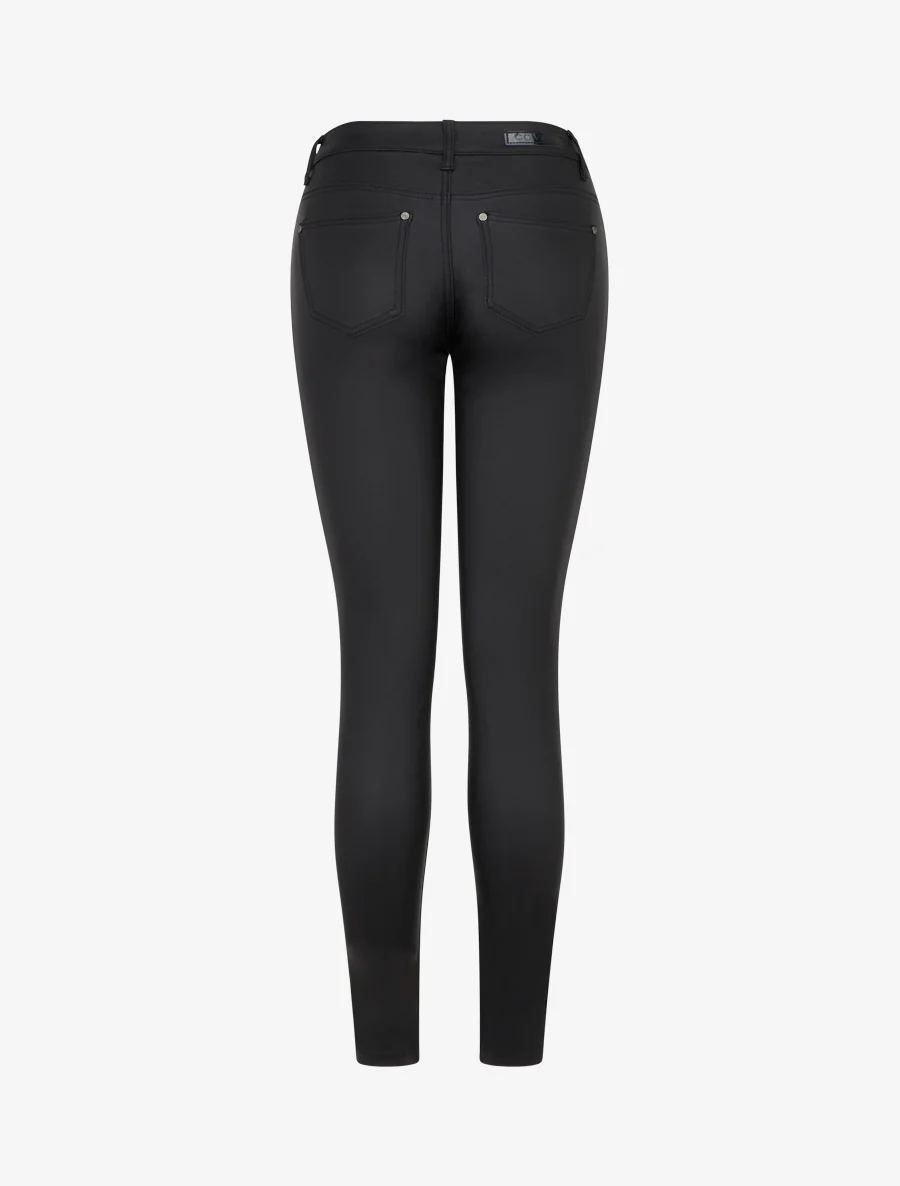 Gecoate skinny jeans met normale taille - Zwart - Image 2