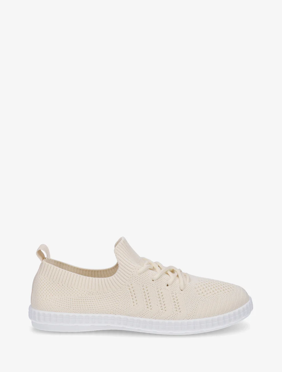 Gehaakte stoffen tennisschoenen - Beige