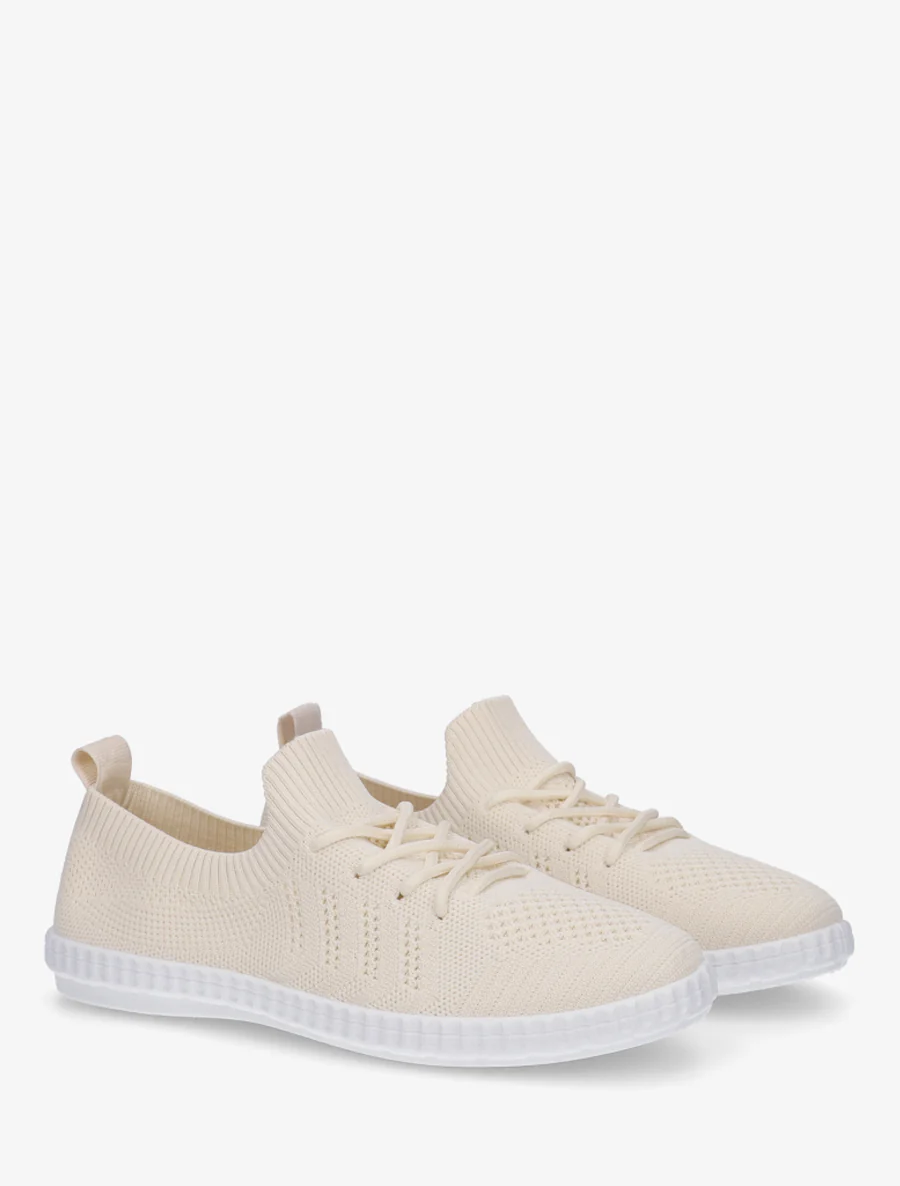 Gehaakte stoffen tennisschoenen - Beige - Image 4