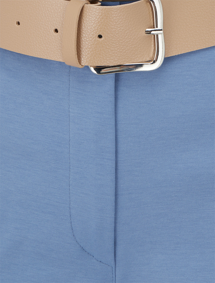 Geknoopte korte broek met omslagboord - Blauw - Image 3