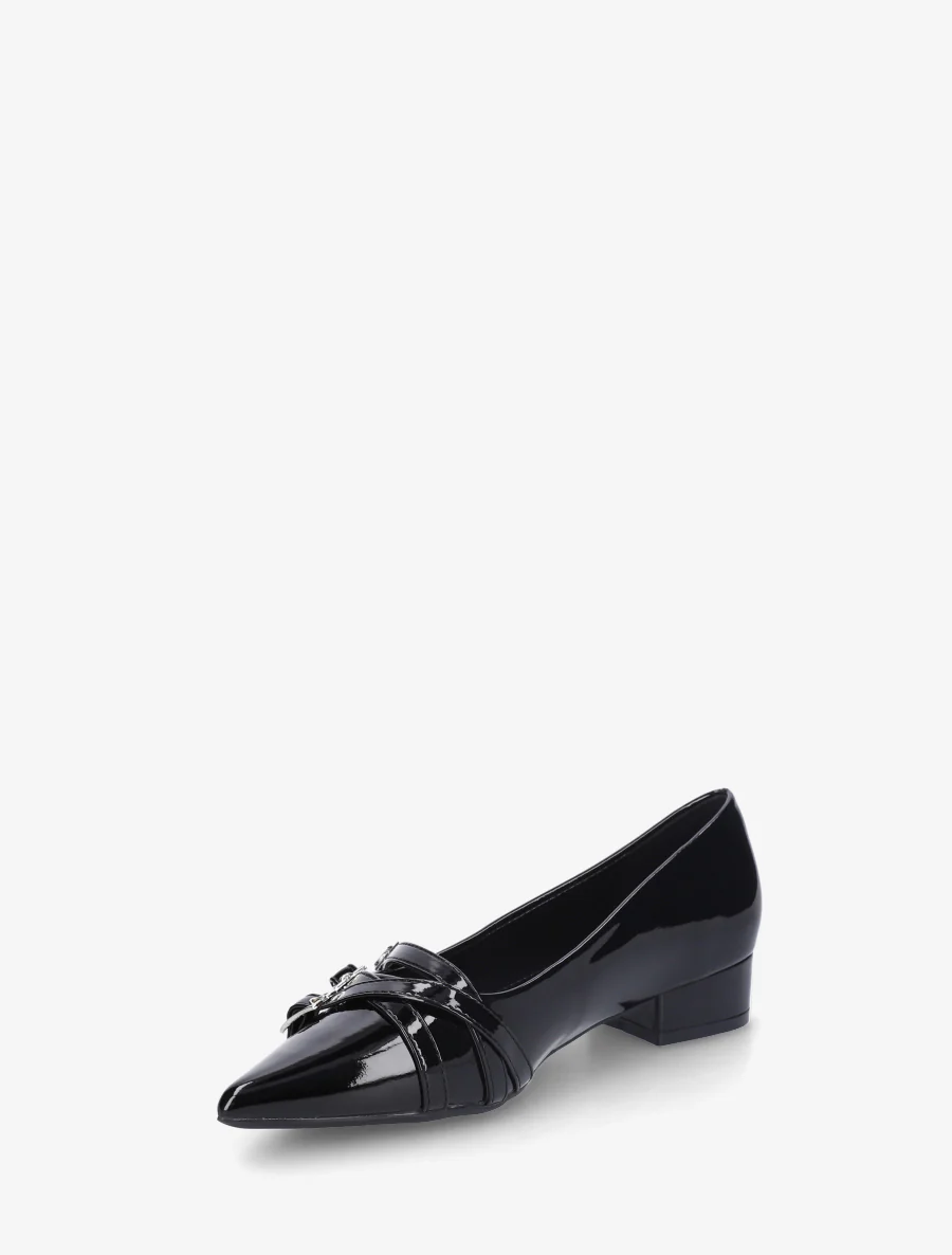 Gelakte ballerina's met spitse neuzen - Zwart - Image 3