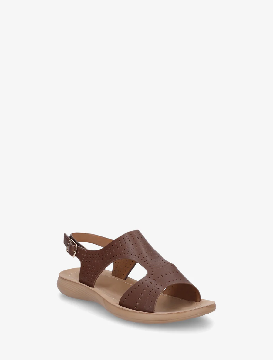 Geperforeerde sandalen met klittenband - Bruin - Image 2