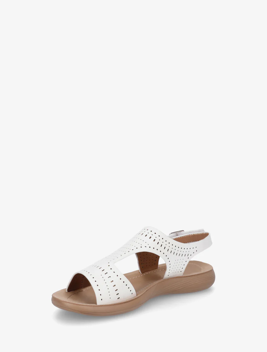 Geperforeerde sandalen met klittenband - Wit - Image 3