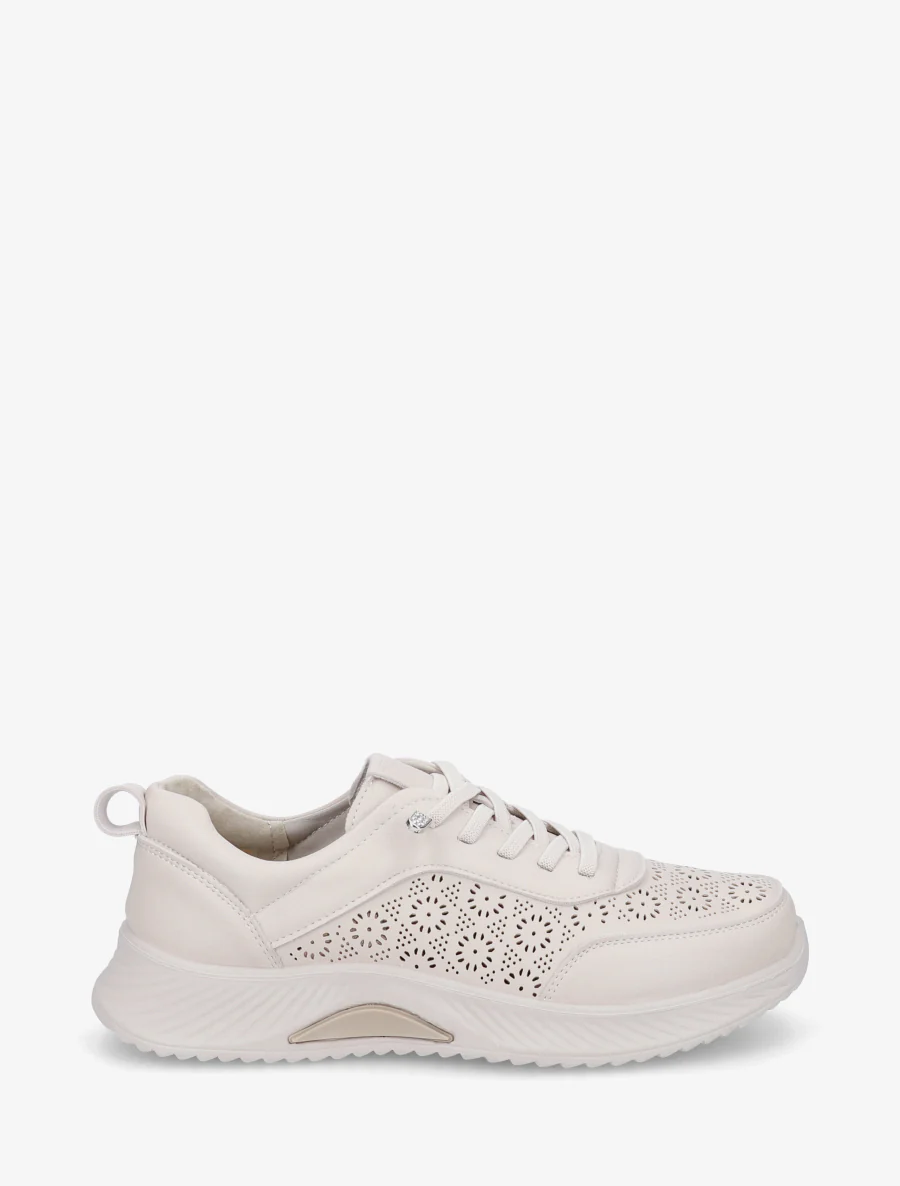 Geperforeerde sneakers met fantasiepatroon - Beige