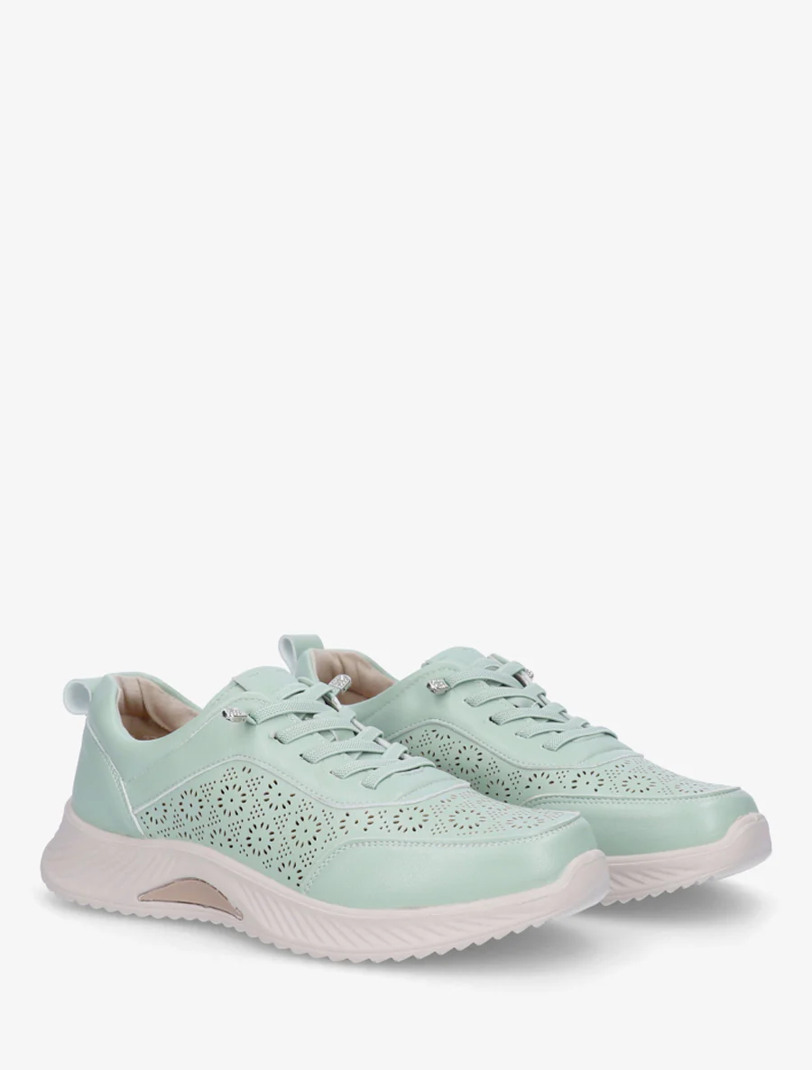 Geperforeerde sneakers met fantasiepatroon - Watergroen - Image 4