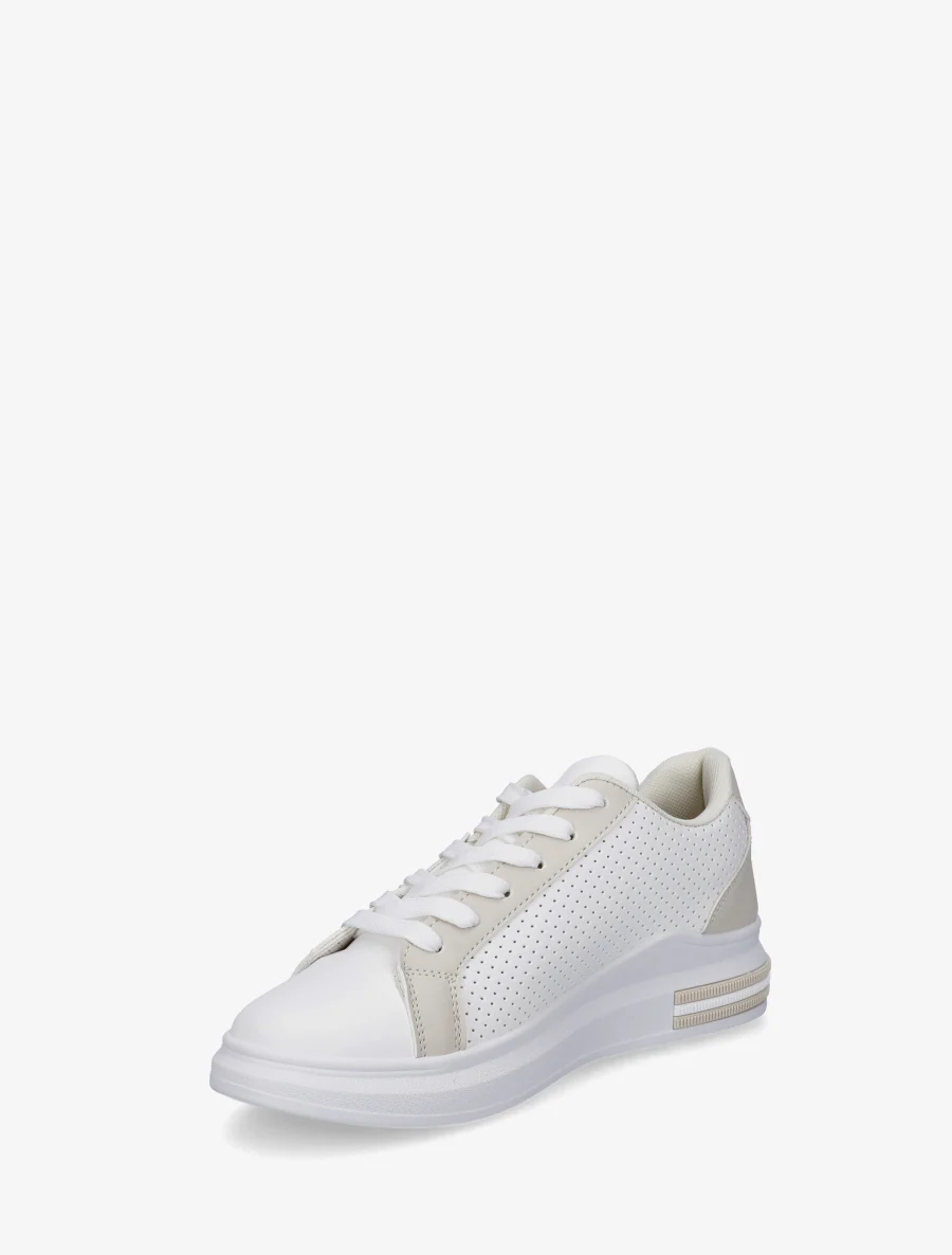 Geperforeerde sneakers van imitatieleer - Beige - Image 3