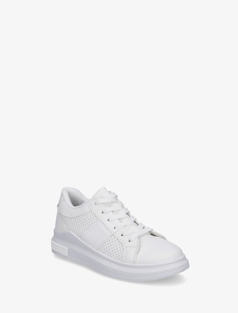 Geperforeerde sneakers van imitatieleer - Wit - Image 2