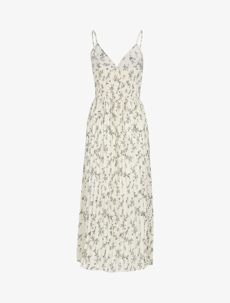 Geplooide jurk met bloemenprint - beige - Image 2
