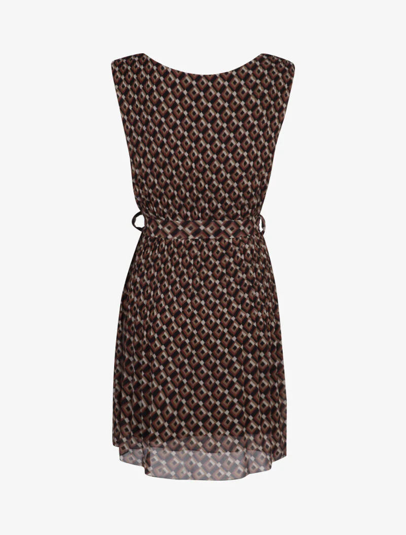 Geplooide jurk met jaren '70 print - zwart - Image 2
