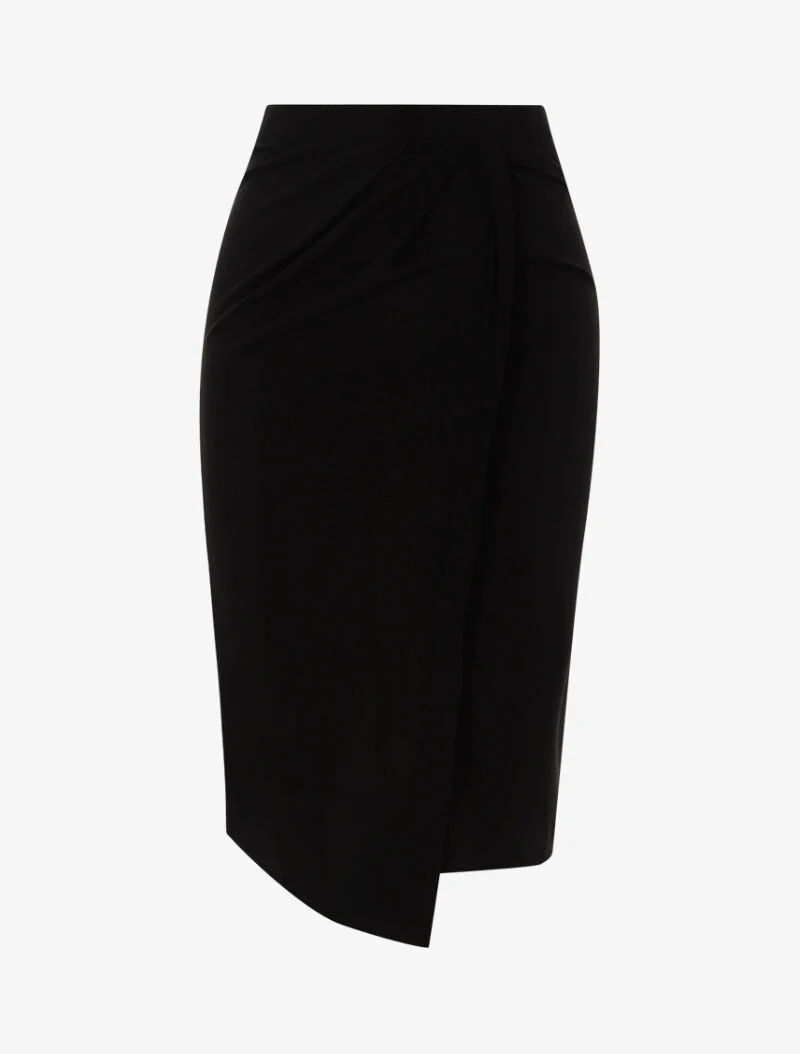 Rok met ruches en asymmetrische zoom - zwart
