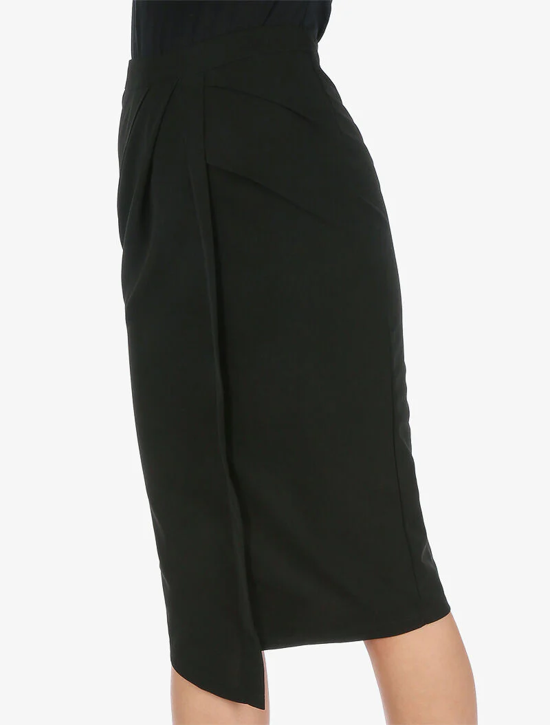 Rok met ruches en asymmetrische zoom - zwart - Image 3