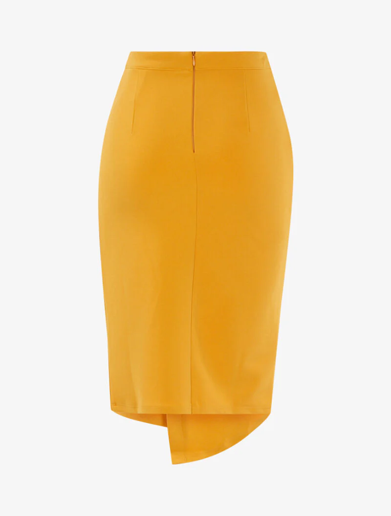 Rok met ruches en asymmetrische zoom - geel - Image 2