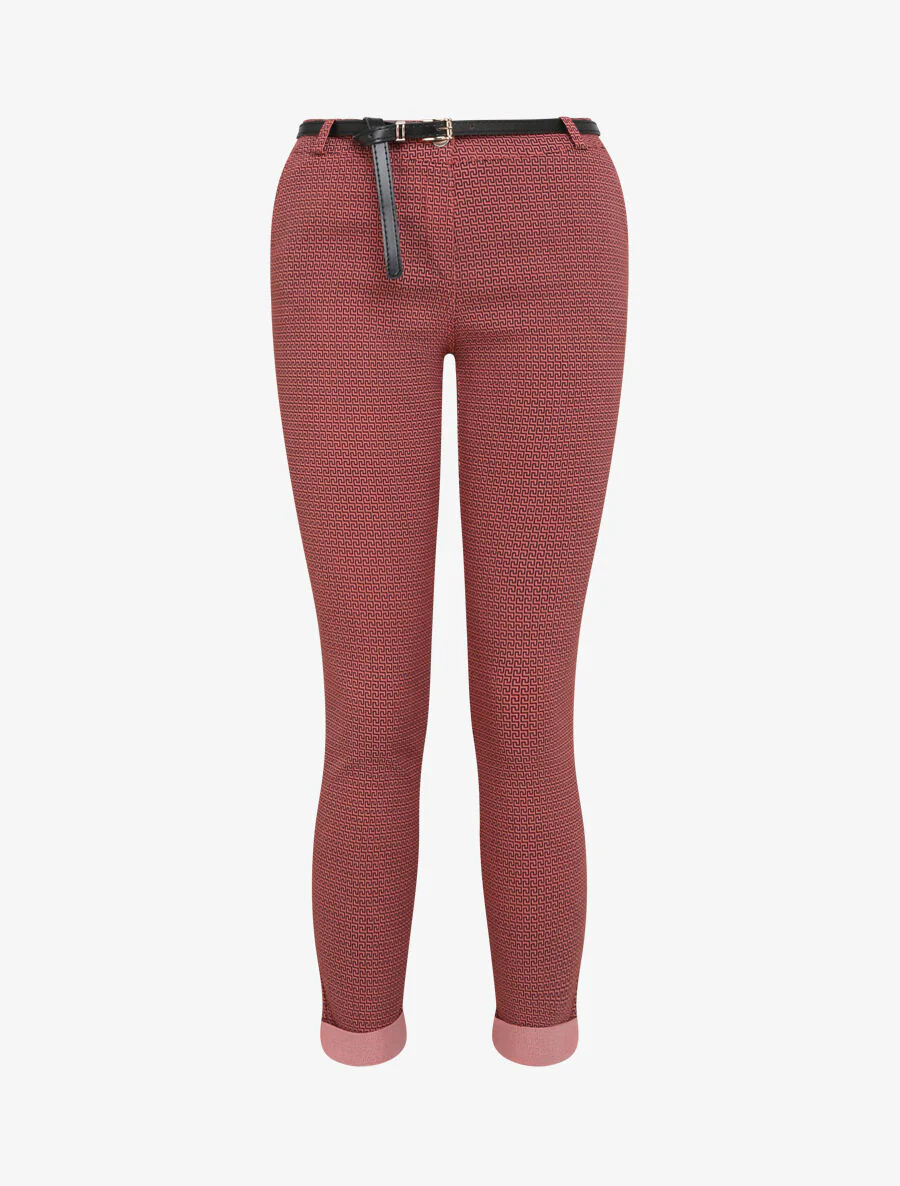 Geprinte Griekse 7/8 broek met omgekeerde randen - Baksteenrood