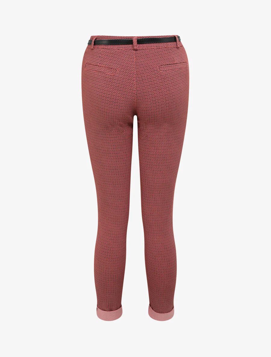 Geprinte Griekse 7/8 broek met omgekeerde randen - Baksteenrood - Image 2