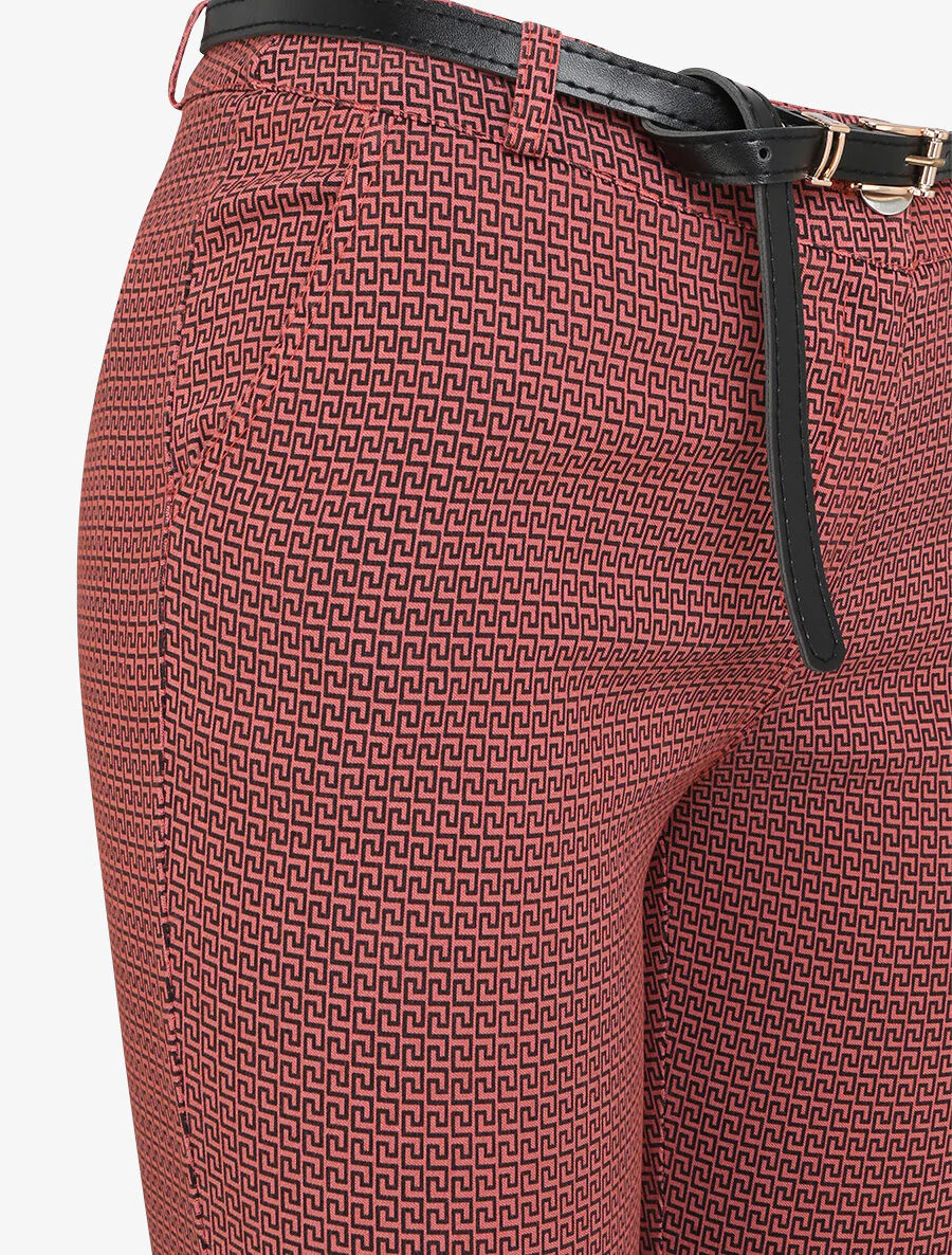 Geprinte Griekse 7/8 broek met omgekeerde randen - Baksteenrood - Image 3