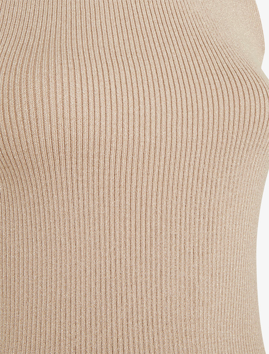 Geribd hemd met iriserende glans, aansluitende pasvorm - Beige - Image 4