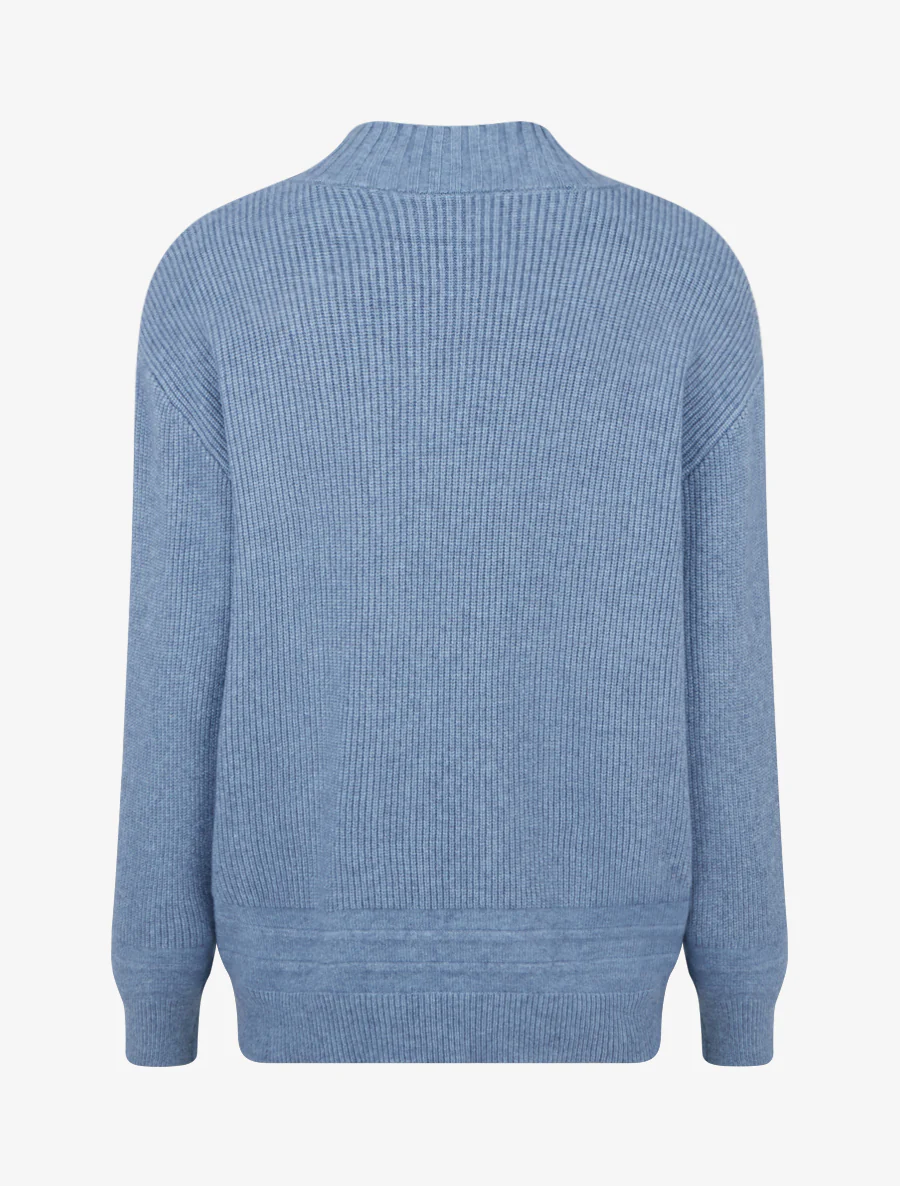 Geribde effen rechte trui - Blauw - Image 2