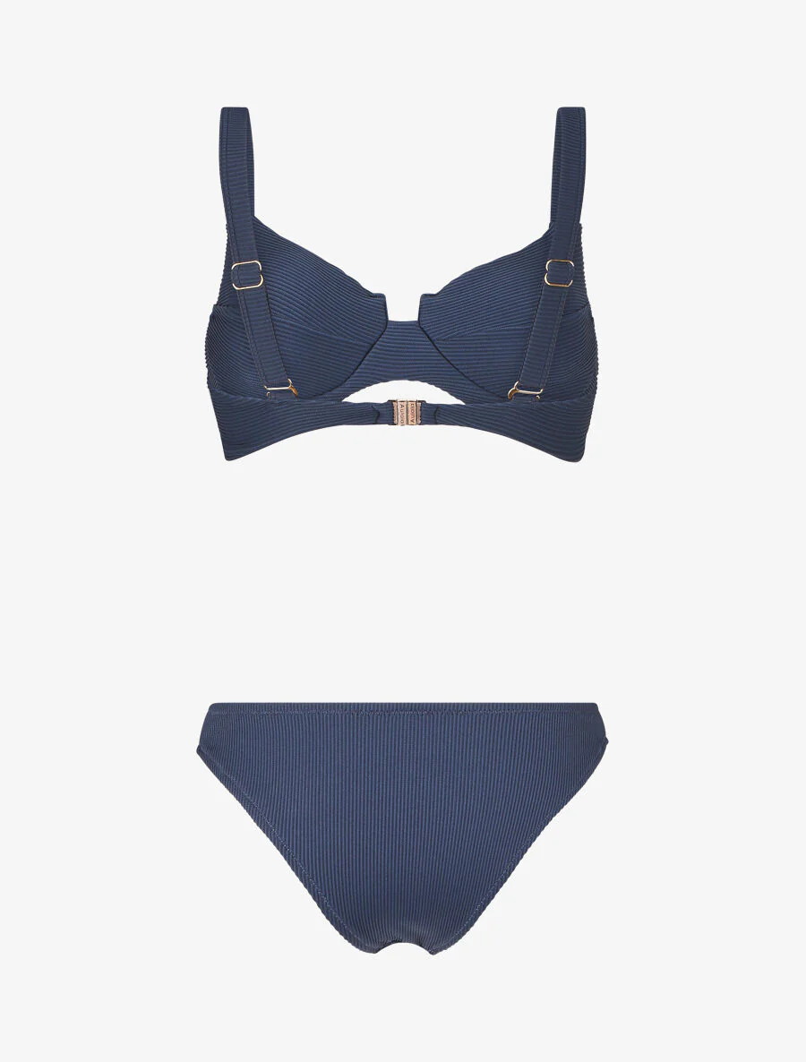Geribde gescheurde bikini - Donkerblauw - Image 2