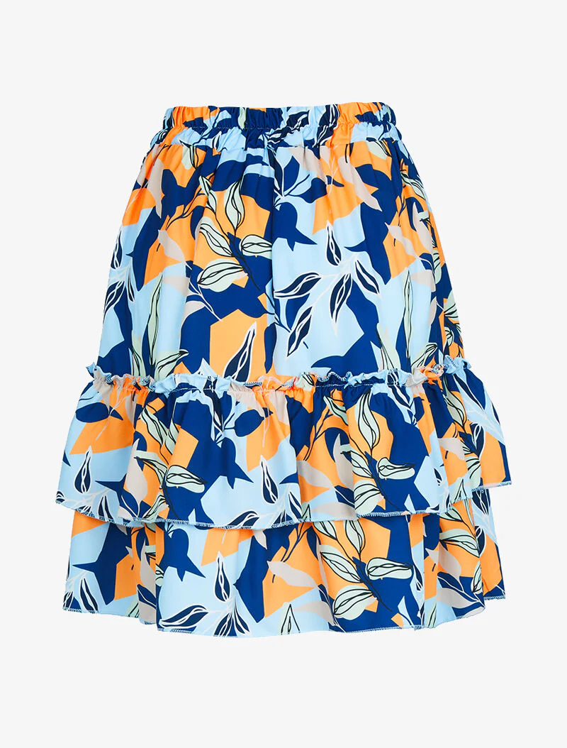Gerimpelde rok met grafische bloemenprint - lichtblauw - Image 2