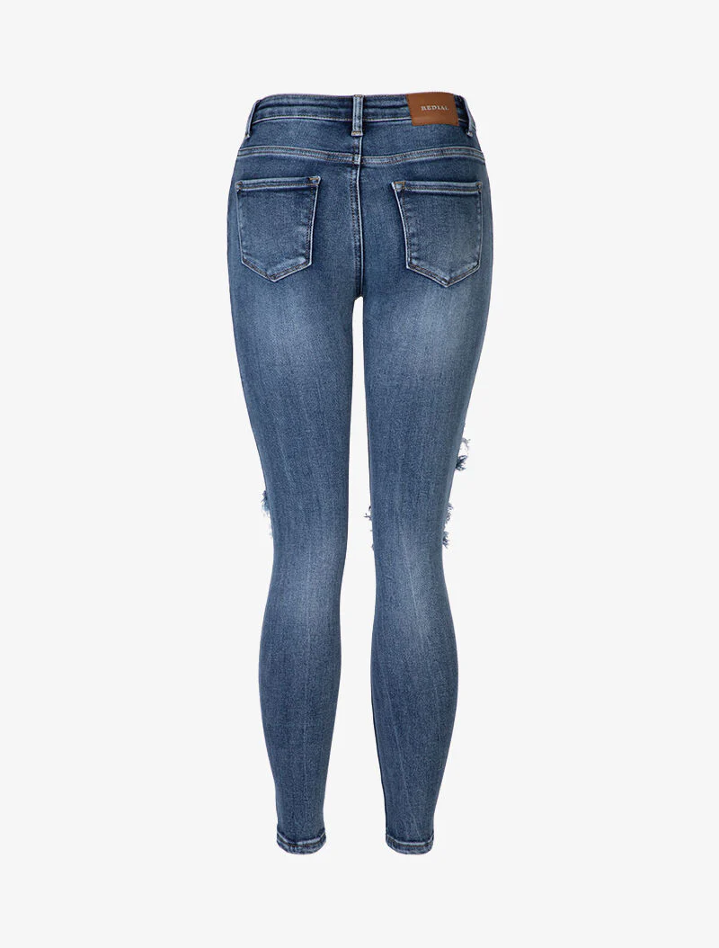 Gescheurde skinny jeans - blauw denim - Image 4
