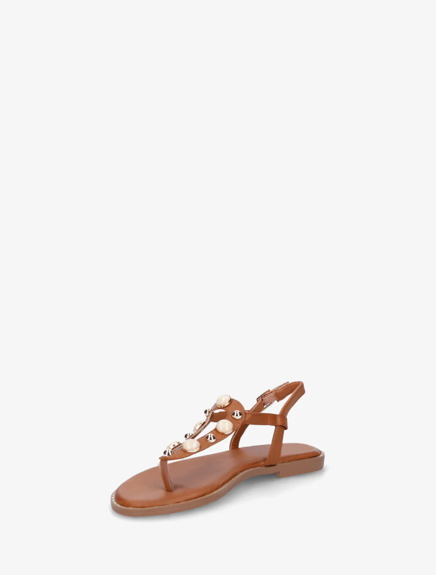 Gesloten sandalen met studs en gemarmerde sieraden - Kameel - Image 3