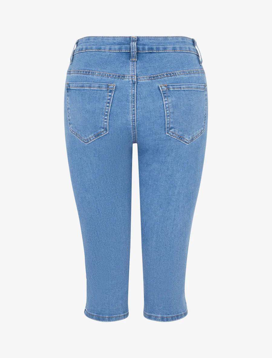 Gespijkerde jeansbermuda - Blauw - Image 2