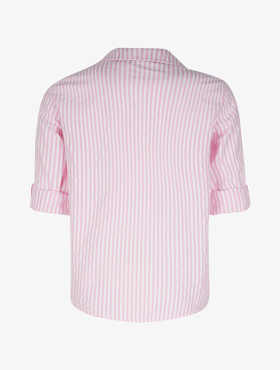 Gestreept basic overhemd 1 zak - roze - Image 2