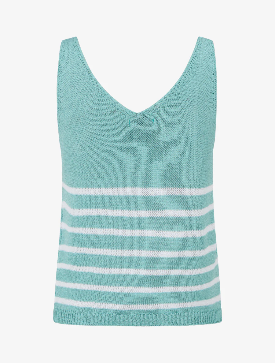 Gestreepte gebreide tanktop - Watergroen - Image 2