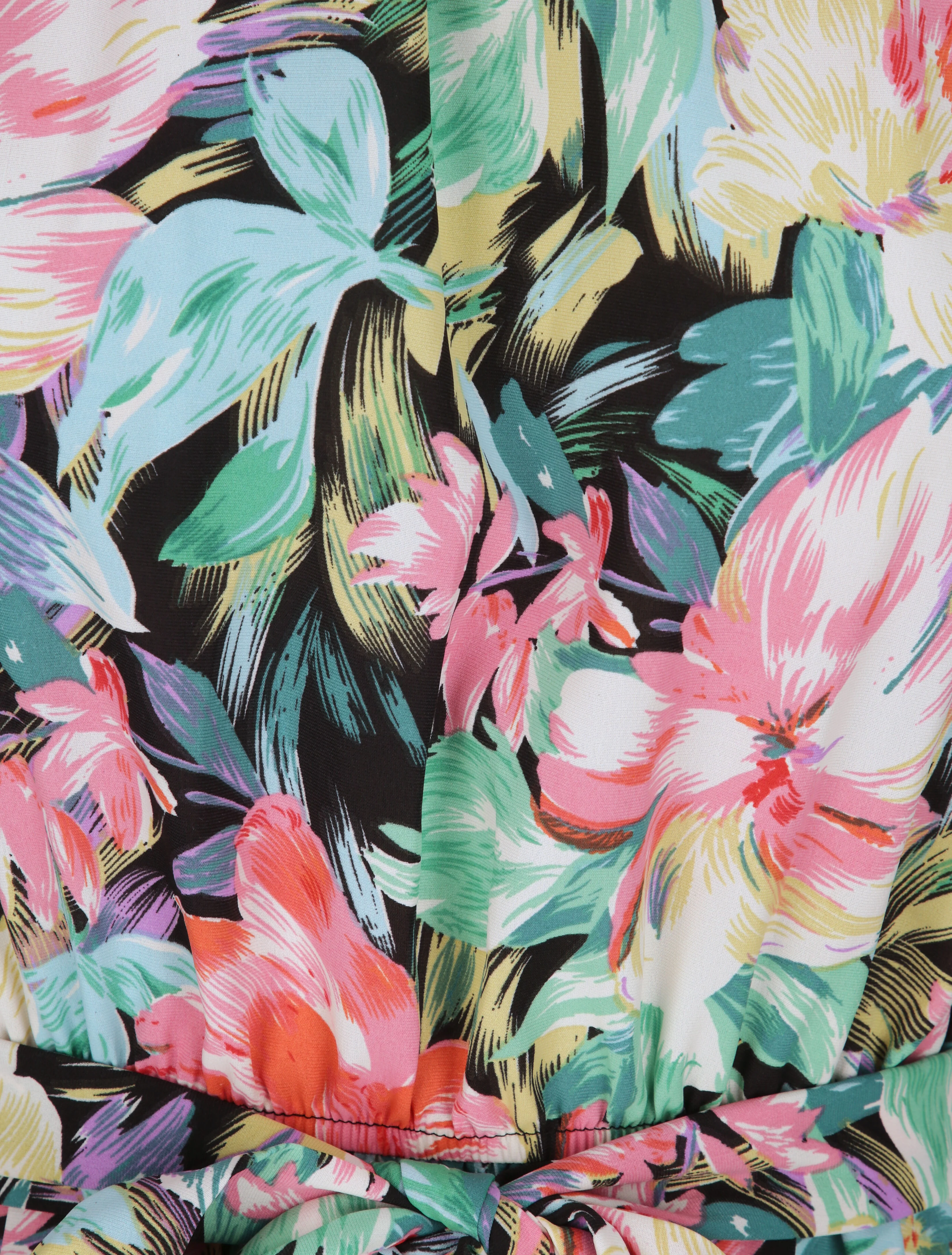 Getailleerde bloemenprint jurk met Amerikaanse kraag - Zwart - Image 3