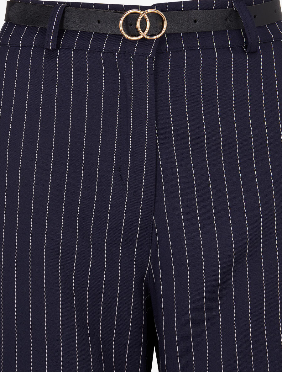 Getailleerde broek met fijne strepen - Donkerblauw - Image 3