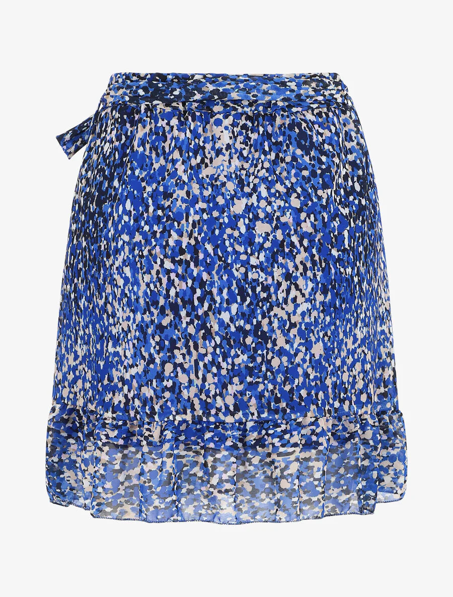 Gevlochten minirok met bloemenprint - Kobaltblauw - Image 2