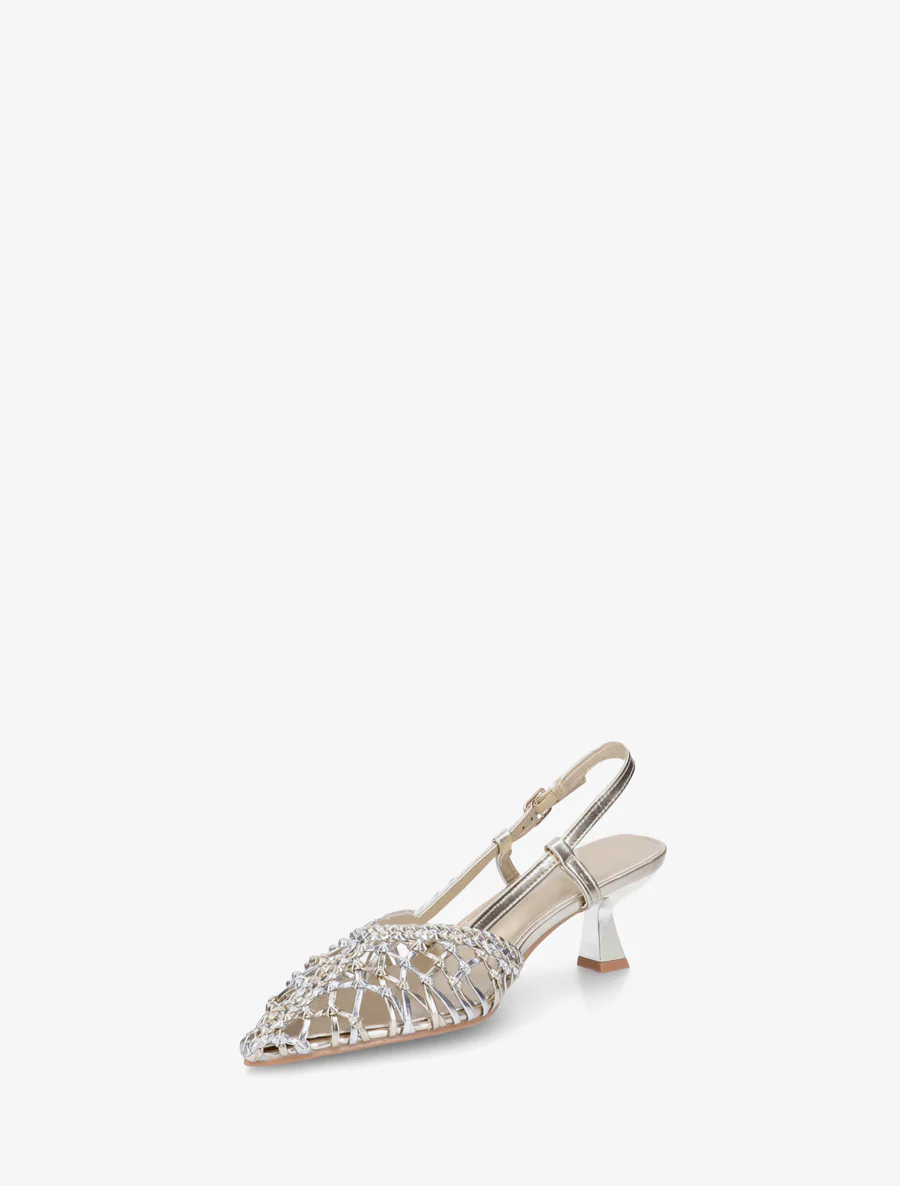 Gevlochten pumps van parelmoer imitatieleer - Goud - Image 3
