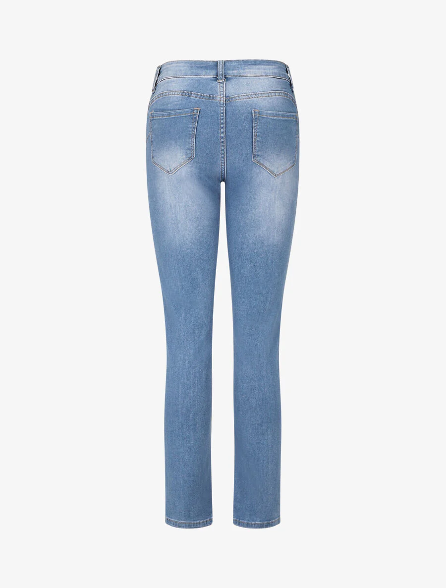 Gewassen push-up jeans met rechte pijpen - Blauw - Image 2