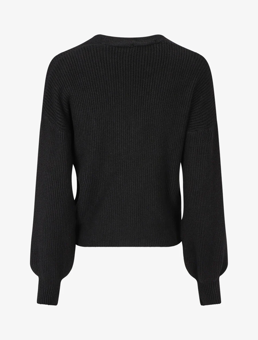 Geribd vest met V-hals - Zwart - Image 2