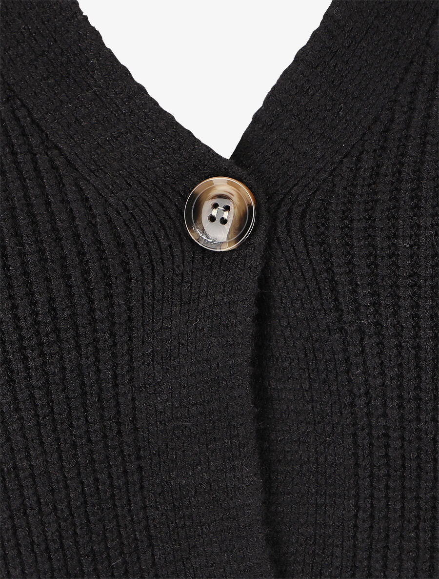 Geribd vest met V-hals - Zwart - Image 3