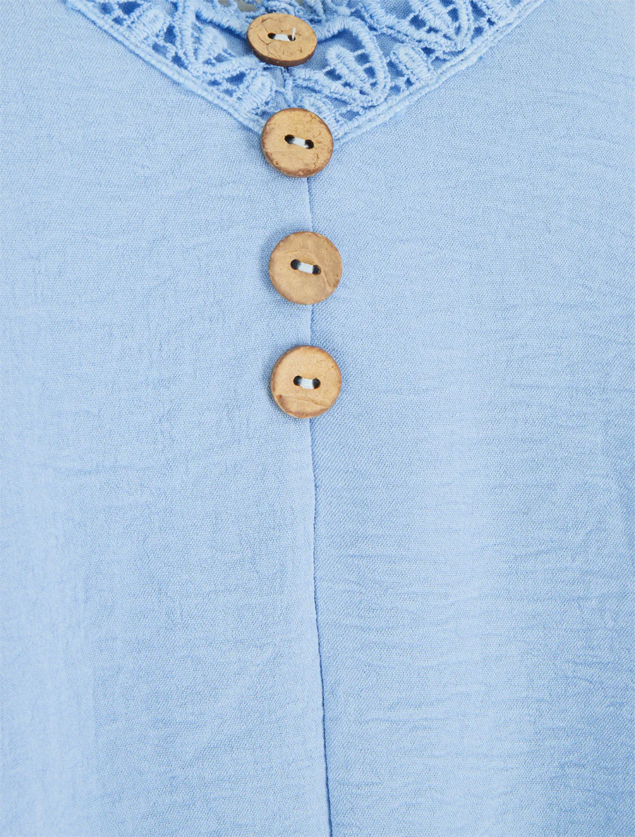 Gilet met decoratieve knopen en borduurwerk - Lichtblauw - Image 3