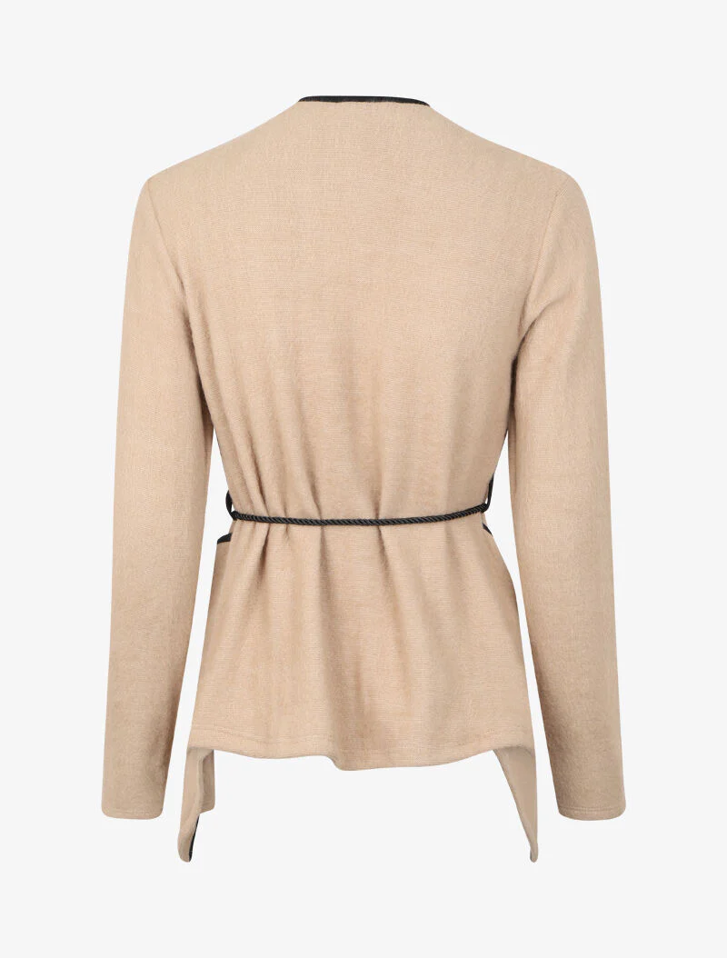 Gilet met fijne strepen - Camel - Image 2