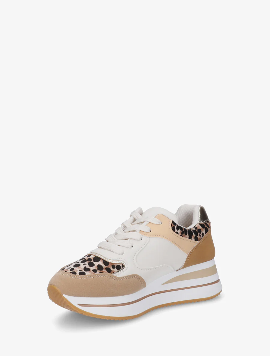 Glitter en luipaardprint sneakers - Kameel - Image 3