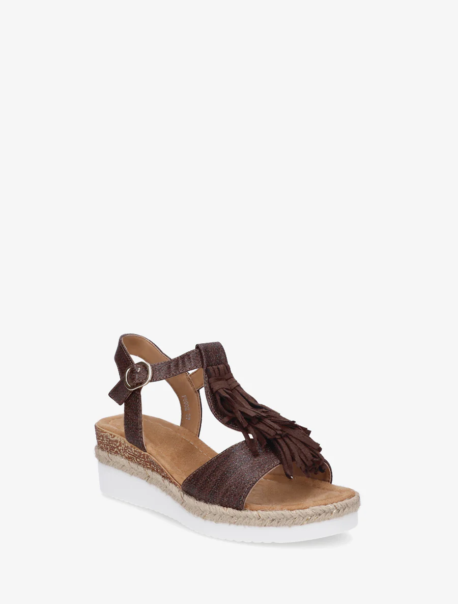 Glitter sandalen met franjes van suèdine - Bruin - Image 2