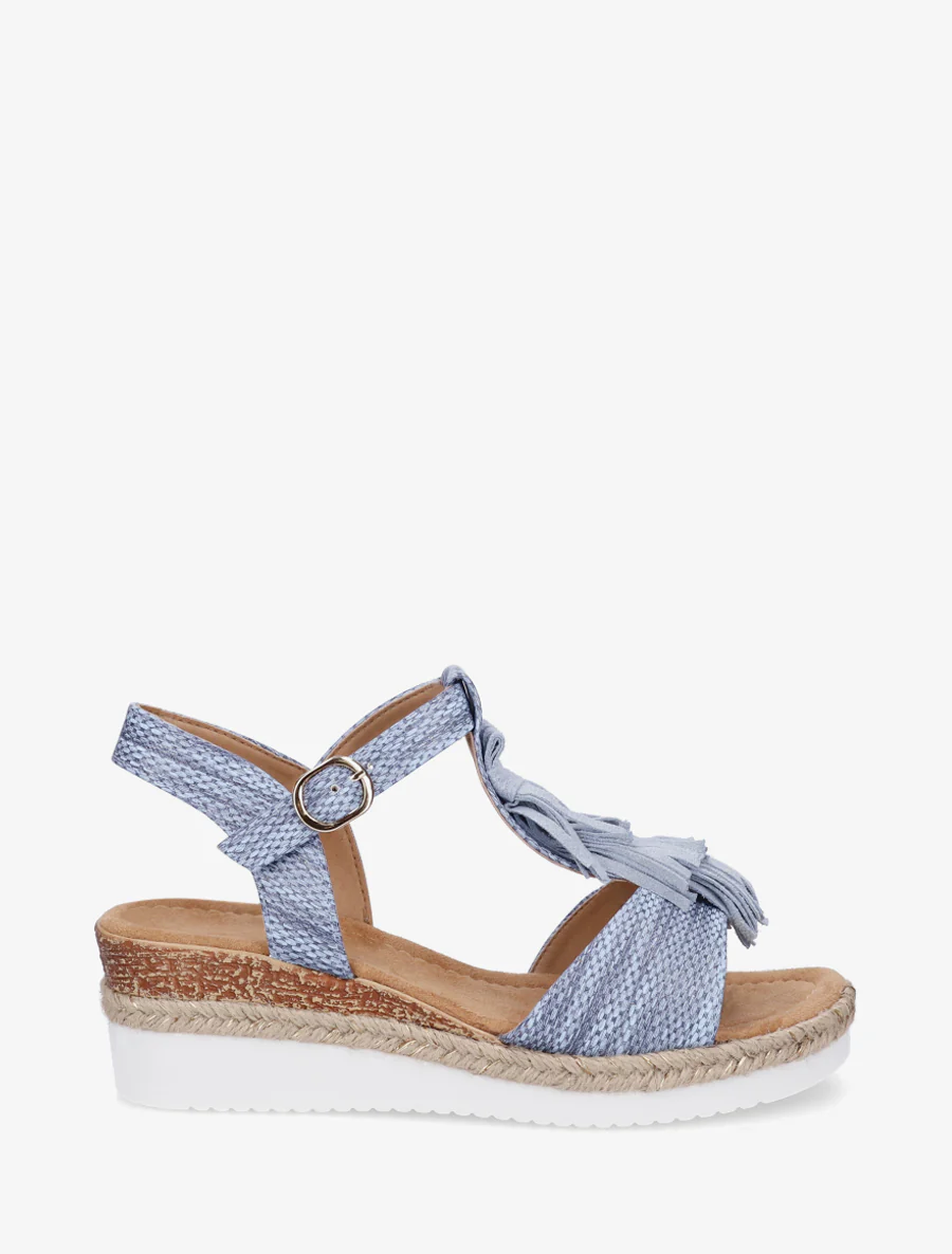 Glitter sandalen met franjes van suèdine - Lichtblauw