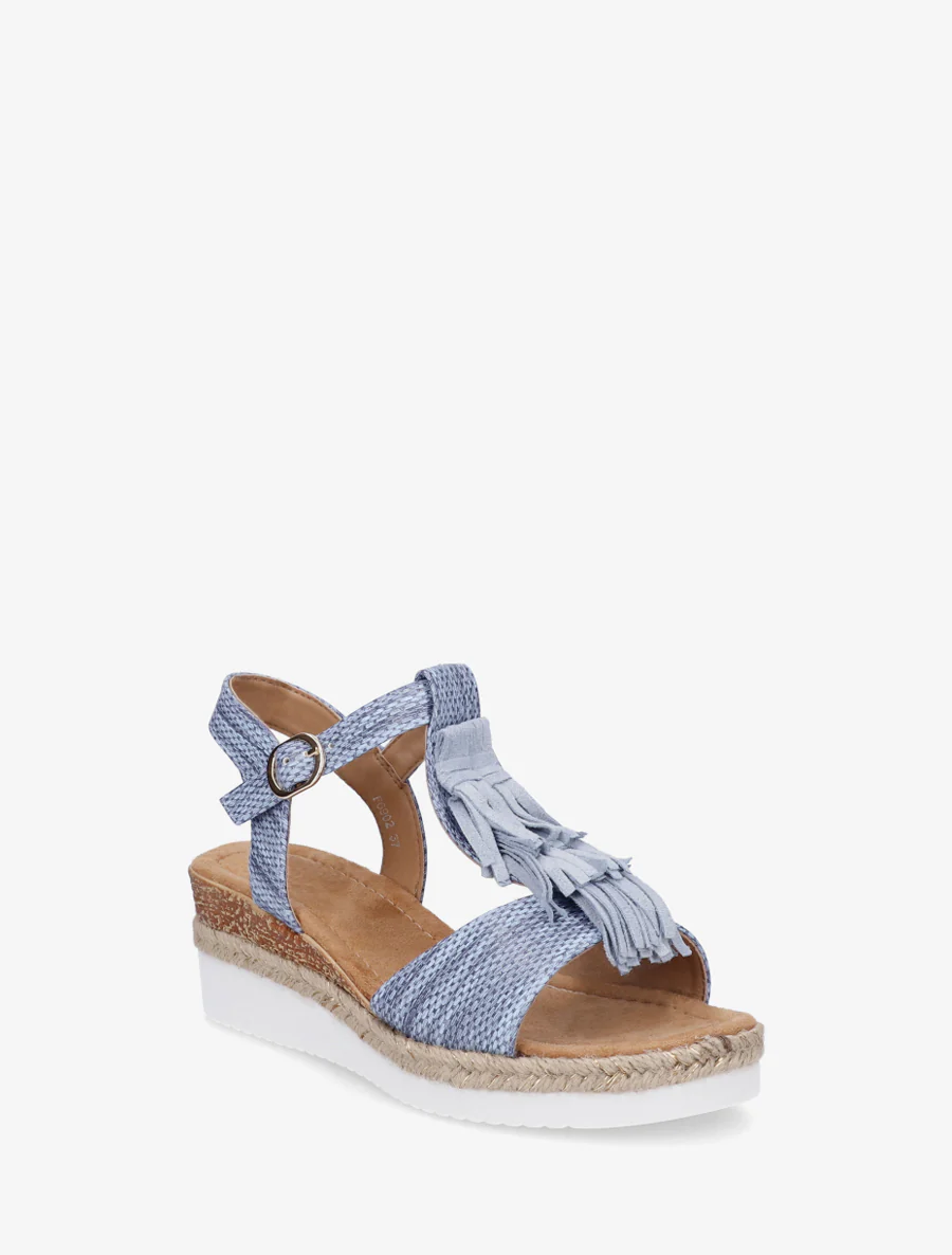 Glitter sandalen met franjes van suèdine - Lichtblauw - Image 2