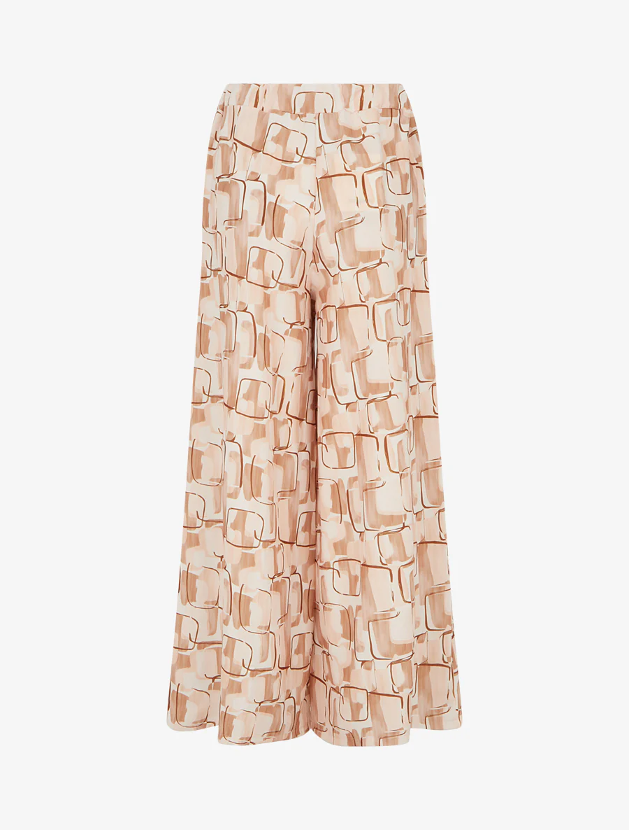 Grafisch bedrukte wijde broek - Beige - Image 2