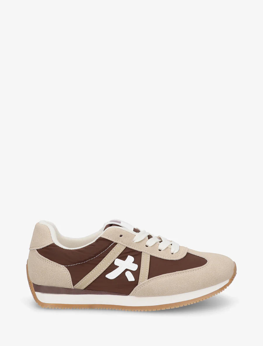 Grafische inzetstukken sneakers - Bruin