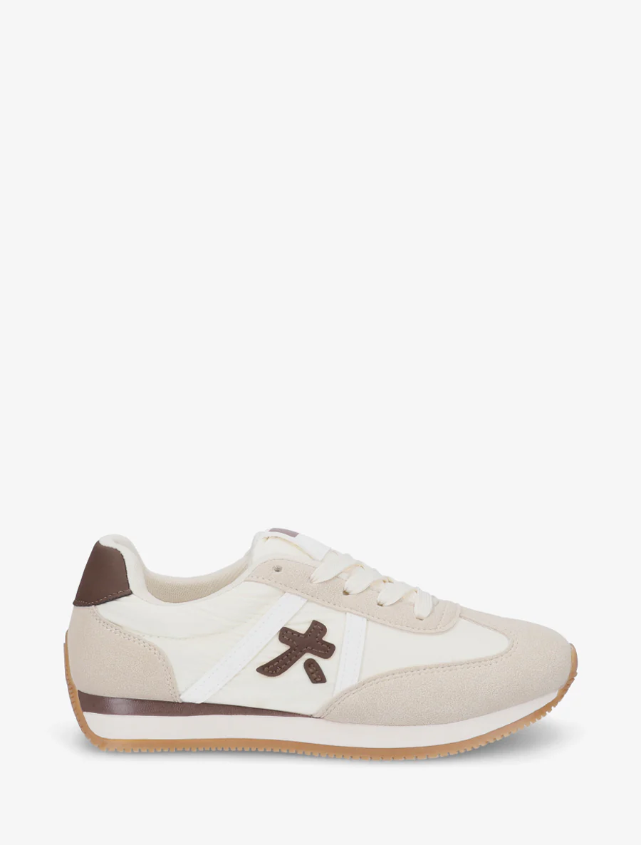 Grafische inzetstukken sneakers - Beige