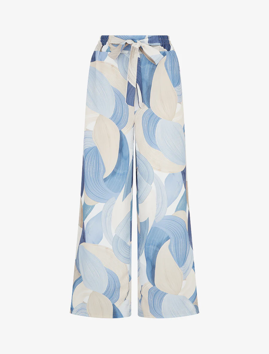 Grafische print vloeiende broek - Blauw