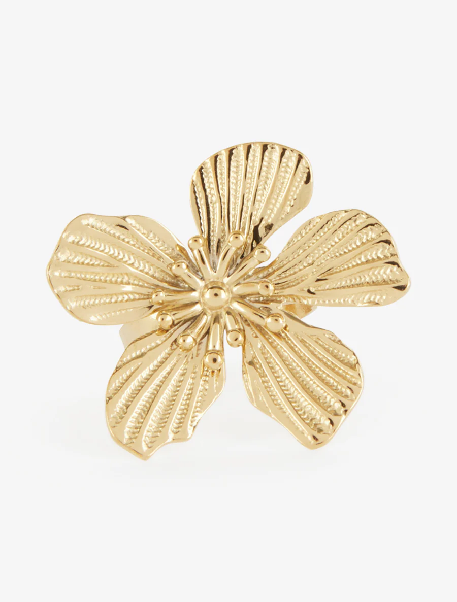Grote bloemenring - Goud - Image 3